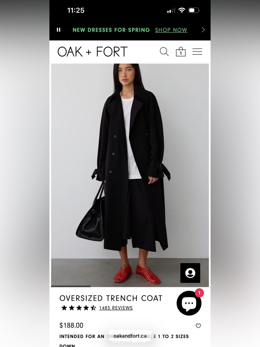 Oak + Fort Oversized Women’s Trench Coat in Black